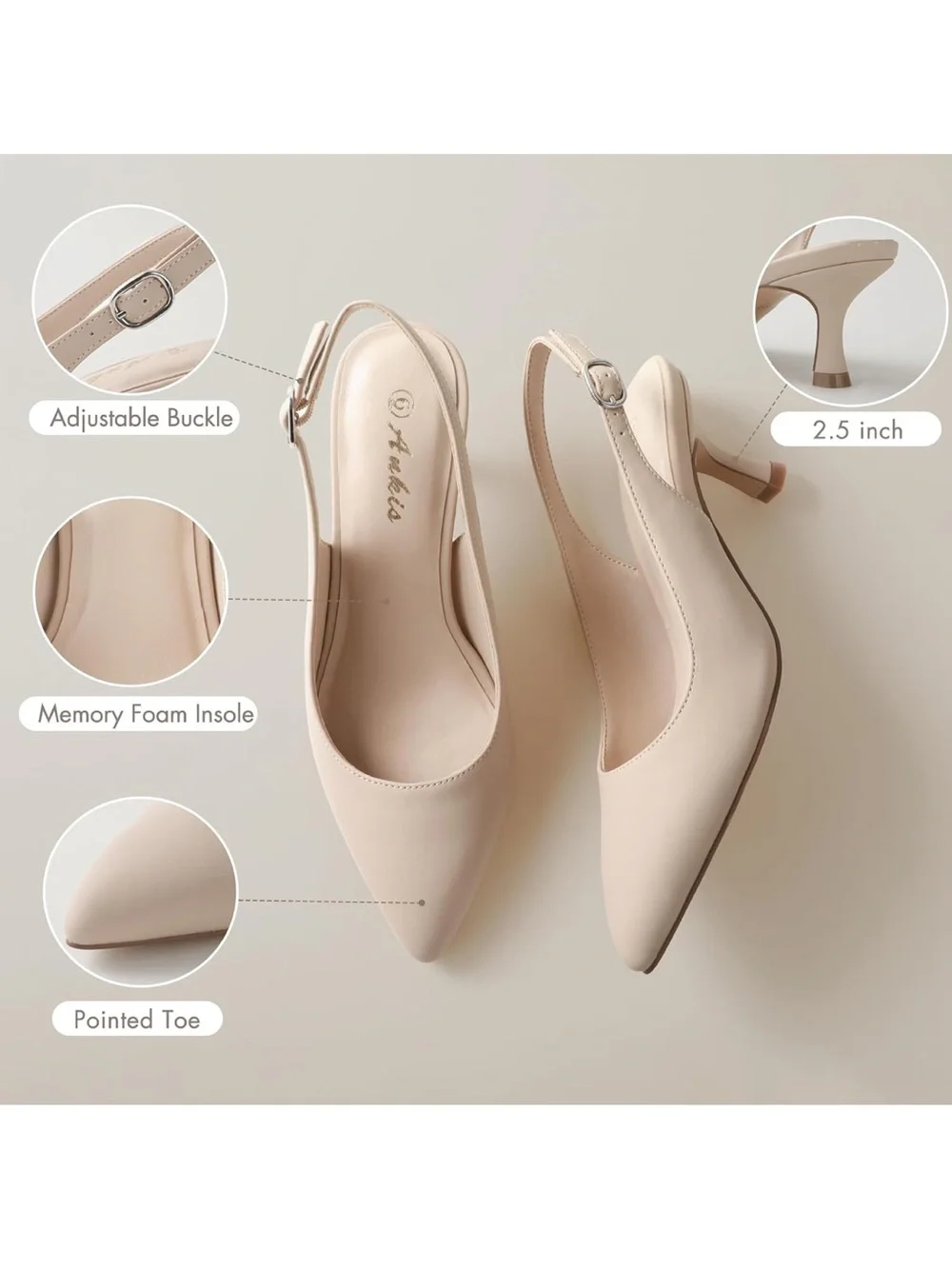 Pointed Slingback Kitten Heels in Light Nude